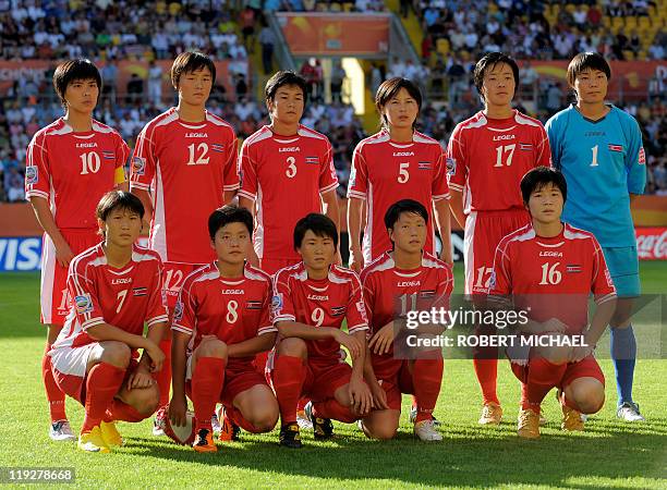 - Picture taken on June 28, 2011 shows North Korea's national football team posing prior to the football match of the FIFA women's football World Cup...