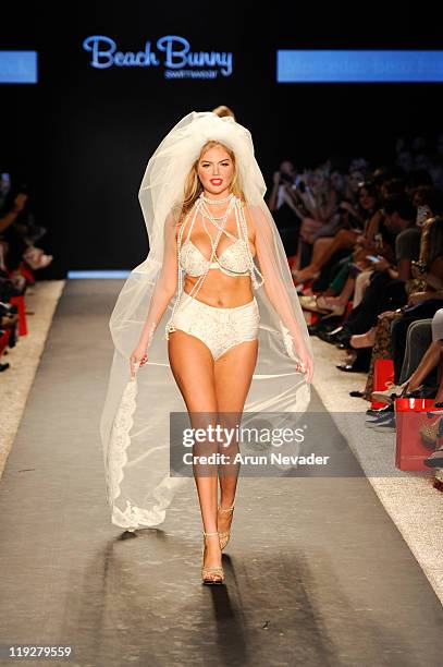 Model walks the runway for Beach Bunny during Mercedes-Benz Fashion Week Swim at The Raleigh on July 15, 2011 in Miami Beach, Florida.