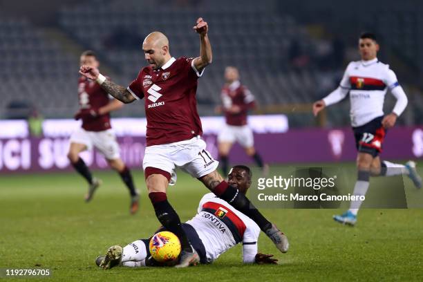 Simone Zaza of Torino FC in action during the Coppa Italia match between Torino Fc and Genoa Cfc. Torino Fc wins 6-4 over Genoa Cfc after penalty...