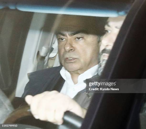 Former Nissan Motor Co. Chairman Carlos Ghosn leaves after a pool interview with Japanese media organizations in Beirut on Jan. 10, 2020.