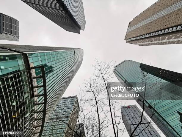 Shanghai Center Tower, world financial center and many super high-rise office finance buildings, Shanghai, China, January 10, 2020. - PHOTOGRAPH BY...