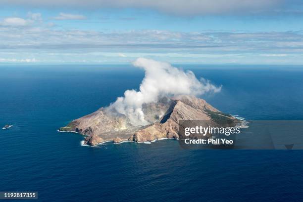 An Aerial view of White Island located in Bay of Plenty on March 26, 2016 near Whakatane, New Zealand.