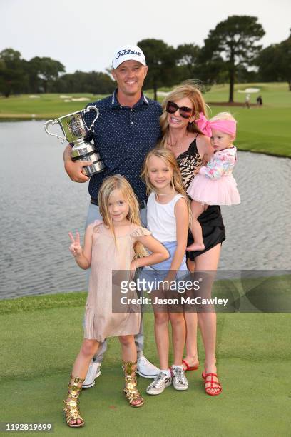 Matt Jones of New South Wales celebrates with his wife Melissa Weber Jones and children Saber Victoria, Savannah, and Simone Rose during day four of...