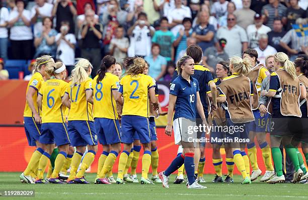 Camille Abily of France looks dejected after the FIFA Women's World Cup 2011 3rd place playoff match between Sweden and France at Rhein-Neckar Arena...