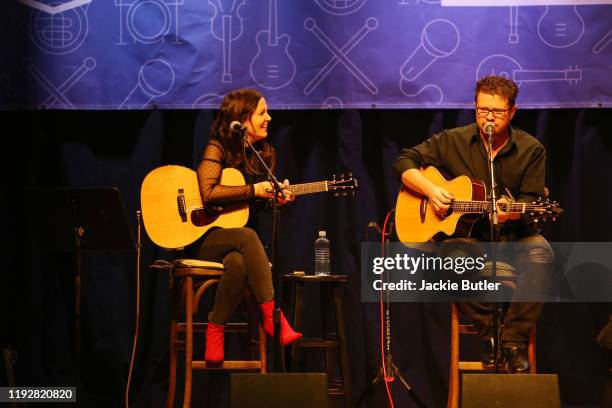 Lori McKenna and Lee Thomas Miller perform at CMA Songwriters series at Aladdin Theater on December 08, 2019 in Portland, Oregon.