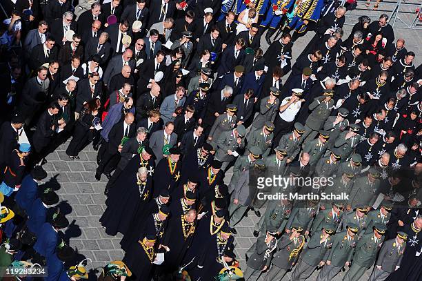 The funeral cortege during the funeral ceremony for Otto von Habsburg makes its way through the streets on July 16, 2011 in Vienna, Austria. Otto von...