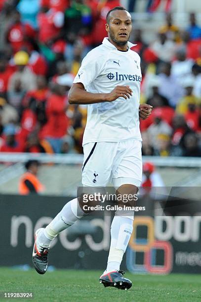 Younes Kaboul during the 2011 Vodacom Challenge match between Kaizer Chiefs and Tottenham Hotspur from Peter Mokaba Stadium on July 16, 2011 in...