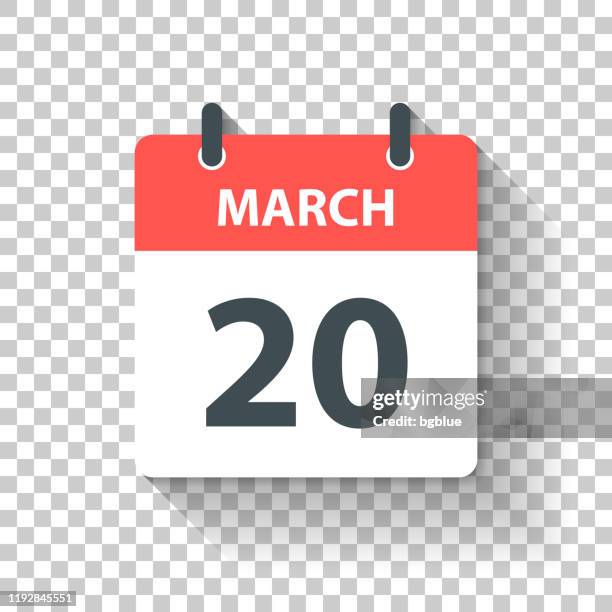 march 20 - daily calendar icon in flat design style - march calendar 2020 stock illustrations