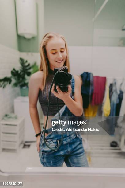 generation z influencer - mirror selfie stock pictures, royalty-free photos & images