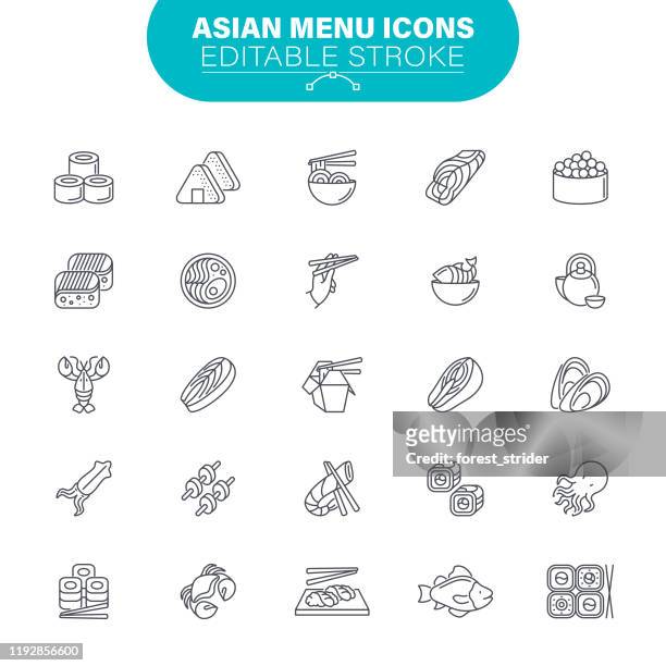 asiatische menüsymbole - sushi stock-grafiken, -clipart, -cartoons und -symbole