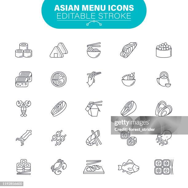 stockillustraties, clipart, cartoons en iconen met aziatische menu pictogrammen - fillet