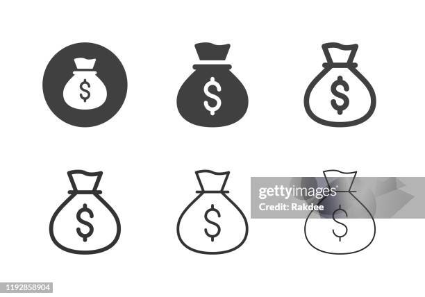 ilustraciones, imágenes clip art, dibujos animados e iconos de stock de iconos de bolsas de dinero - serie múltiple - money bag