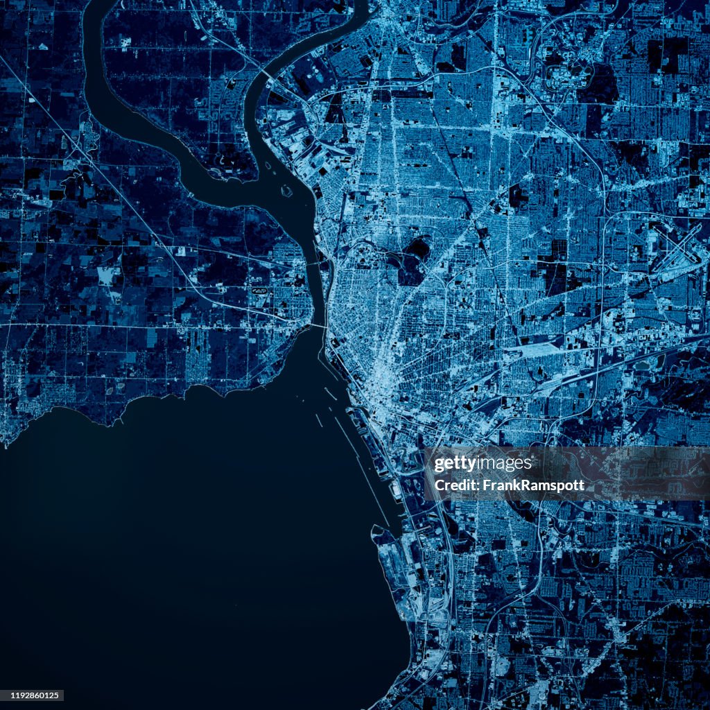 Buffalo New York State 3D Render Map Blue Top View Oct 2019