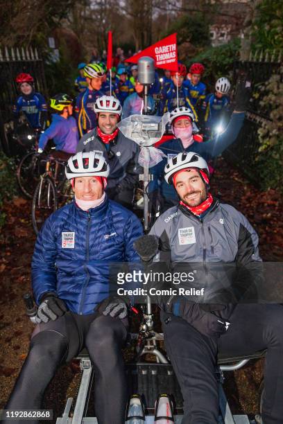 Former Welsh and British Lions rugby captain, Gareth Thomas on Day 1 of the Tour De Trophy challenge in aid of Sport Relief. Cycling from Cardiff to...