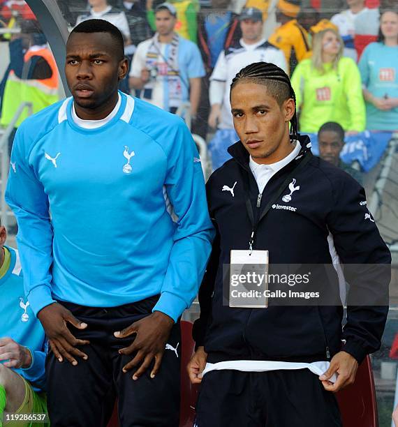 Bongani Khumalo and Steven Pienaar of Tottenham during the 2011 Vodacom Challenge match between Kaizer Chiefs and Tottenham Hotspur at Peter Mokaba...