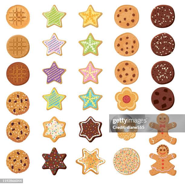 ilustrações, clipart, desenhos animados e ícones de definir biscoitos caseiros og - dessert topping