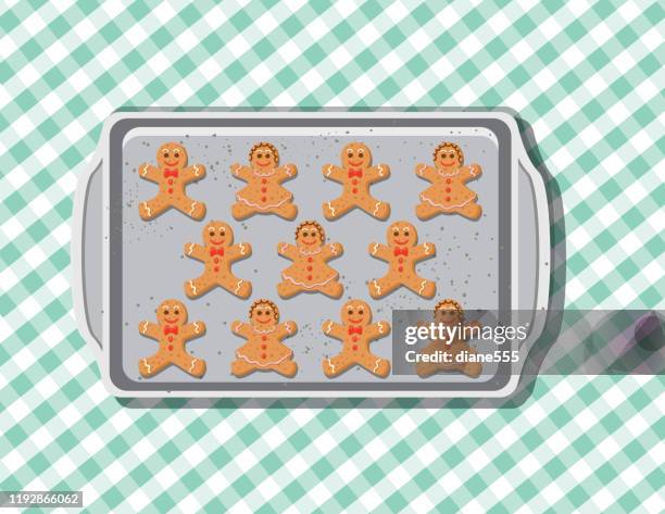 overhead cookie on a baking sheet - baking sheet stock illustrations