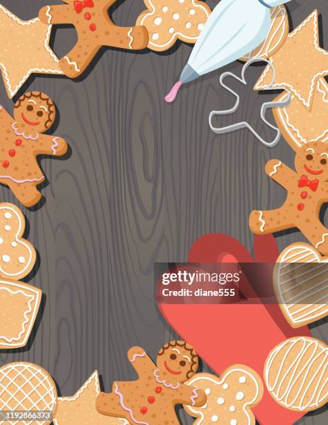 overhead cookie baking - baking ingredients overhead stock illustrations
