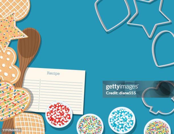 overhead cookie baking - cookie cutter stock illustrations