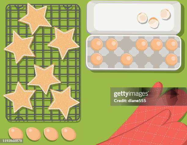overhead cookie baking - baking ingredients overhead stock illustrations