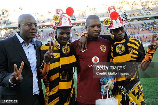 Itumeleng Khune of Kaizer Chiefs celebrates with fans during the 2011 Vodacom Challenge match between Kaizer Chiefs and Tottenham Hotspur at Peter...