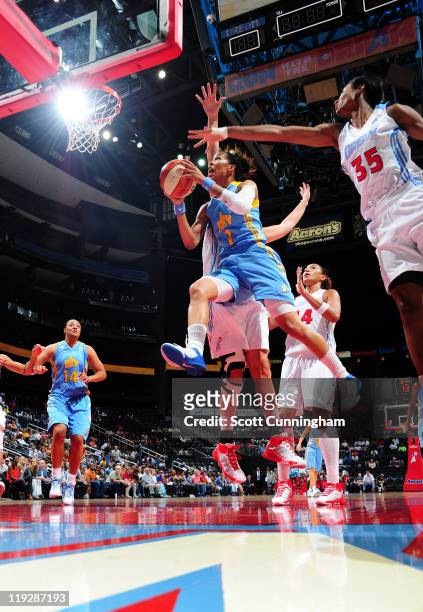 Tamera Young of the Chicago Sky puts up a shot against the Atlanta Dream at Philips Arena on July 16, 2011 in Atlanta, Georgia. NOTE TO USER: User...