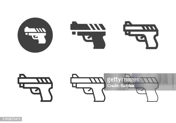 short gun icons - multi series - trigger warning stock illustrations