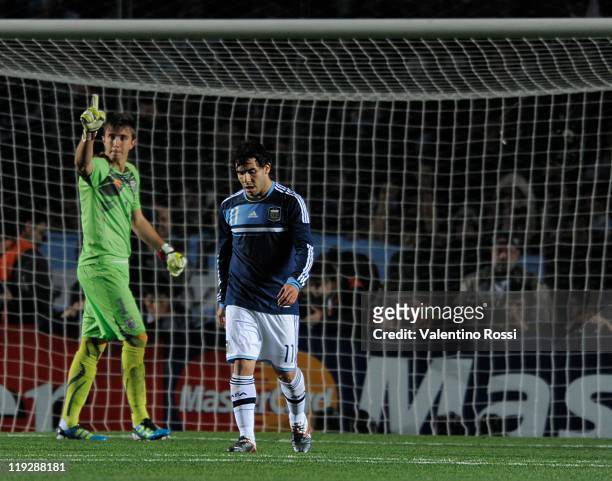 July 16: Uruguay's Nestor Muslera celebrate after Argentina's Carlos Tevez lose his penalty during 2011 Copa America soccer match as part of quarter...
