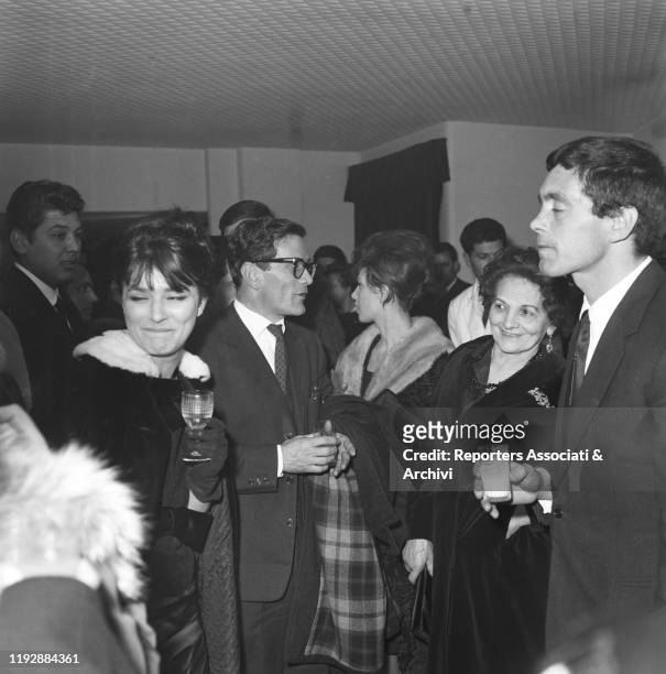 Italian writer and director Pier Paolo Pasolini at the premiere of the film Violent Life - based on his novel - at the cinema Quattro Fontane with...