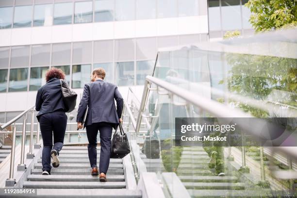 rear view of business coworkers walking on steps towards office - law office 個照片及圖片檔