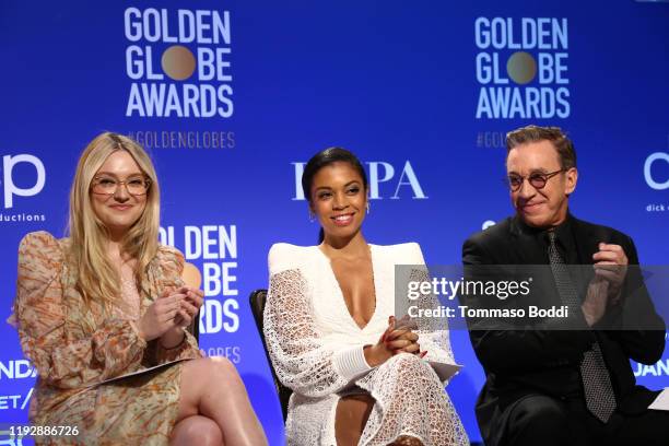 Dakota Fanning, Susan Kelechi Watson and Tim Allen attend the 77th Annual Golden Globe Awards Nominations Announcement at The Beverly Hilton Hotel on...