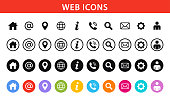 Web and Contact icons set. Vector illustration. stock illustration