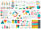 Infographics charts. Financial analysis data graphs and diagram, marketing statistic workflow modern business presentation elements vector set