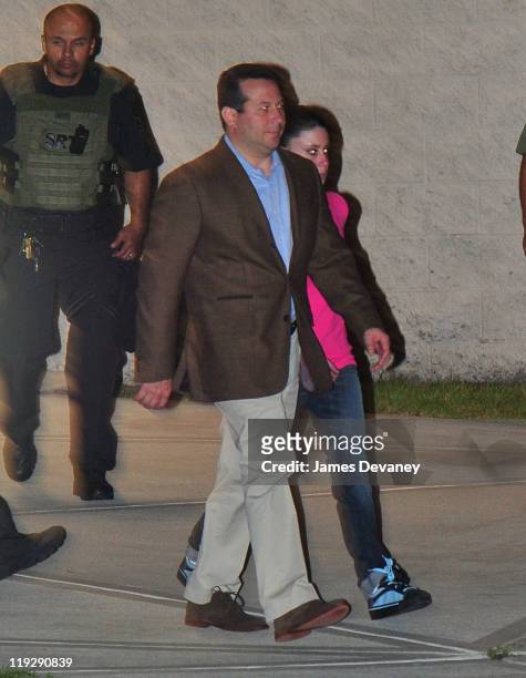 Jose Baez and Casey Anthony leave the Orange County Jail after her midnight release on July 17, 2011 in Orlando, Florida.