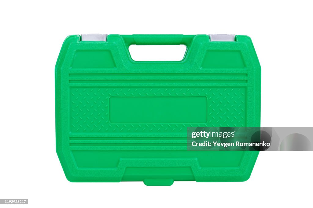 Green Plastic case isolated on a white background