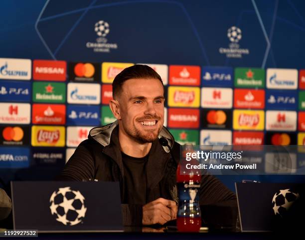 Of Liverpool during a press conference at Red Bull Arena on December 09, 2019 in Salzburg, Austria.