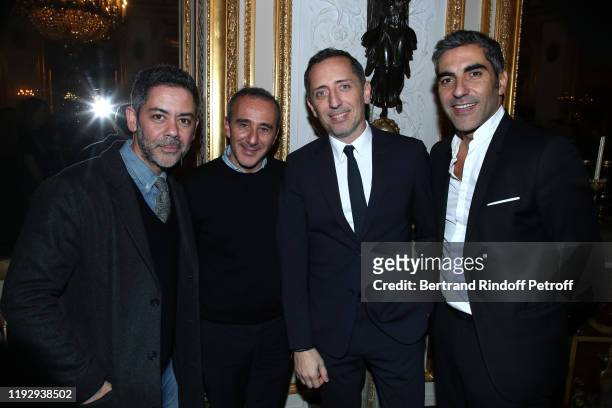 Manu Payet, Elie Semoun, Gad Elmaleh and Ary Abittan attend Gilbert Coullier Receives The "Officer's insignia of the Legion Of Honor - Insignes...