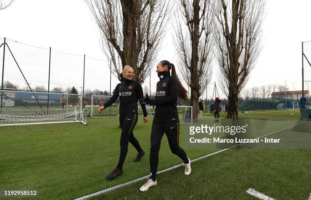 Linda Nyman and Ella Van Kerkhoven of FC Internazionale Women talk before Training Session at Suning Youth Development Centre in memory of Giacinto...