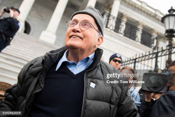 Martin Sheen is seen on the center steps of the Capitol before being arrested during a weekly rally with Jane Fonda to call for action on climate...