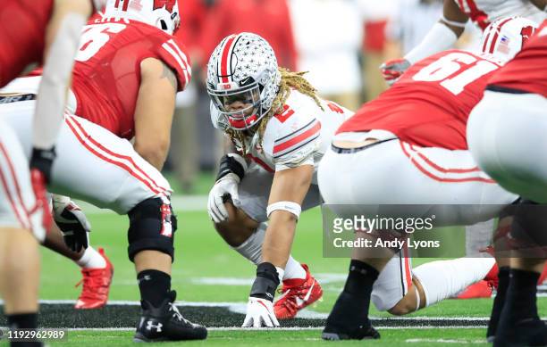 Chase Young of the Ohio State Buckeyes during the BIG Ten Football Championship Game against the Wisconsin Badgers at Lucas Oil Stadium on December...