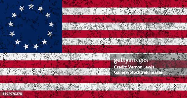 a distressed version of the 13 star betsy ross american flag. - pledge of allegiance stock illustrations