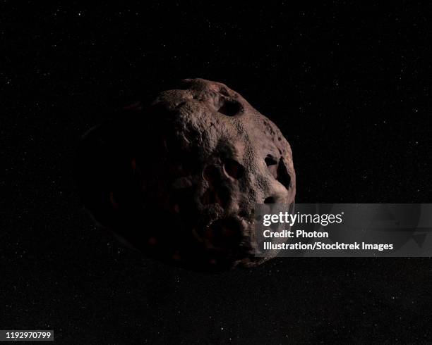 illustration of a single asteroid with starry backdrop. - meteorite stock illustrations