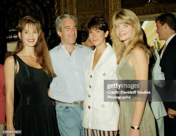 Deborah Blohm, Jeffrey Epstein, Ghislaine Maxwell and Gwendolyn Beck at a party at the Mar-a-Lago club, Palm Beach, Florida, 1995.