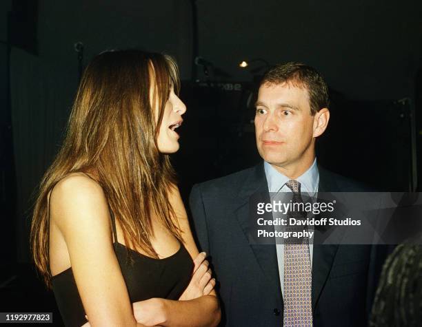 Model Melania Knauss and Prince Andrew at a party at the Mar-a-Lago club, Palm Beach, Florida, February 12, 2000.