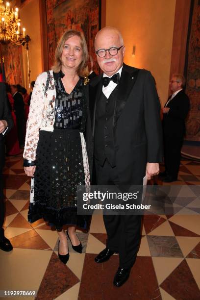 Peter Gauweiler and his wife Eva Gauweiler during the new year reception of the Bavarian state government at Residenz on January 10, 2020 in Munich,...