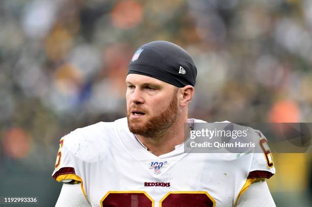 Tony Bergstrom of the Washington Redskins leaves the game after the game against the Green Bay Packers at Lambeau Field on December 08, 2019 in Green...