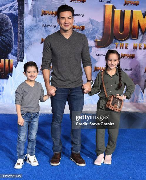 Dominic Lopez, Mario Lopez, and Gia Francesca Lopez attend the premiere of Sony Pictures' "Jumanji: The Next Level" at TCL Chinese Theatre on...