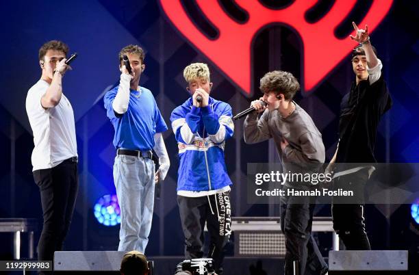 Why Don't We performs onstage during 101.3 KDWB's Jingle Ball 2019 Presented by Capital One at Xcel Energy Center on December 9, 2019 in St....