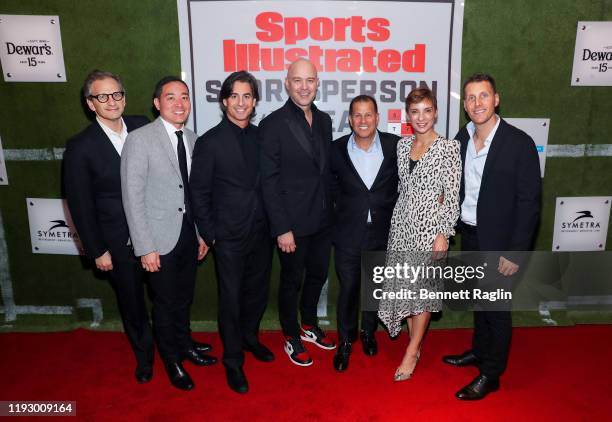 Jay Dubiner, Ken Ohashi, Jarrod Weber, Nick Woodhouse, Jamie Salter, Natasha Fishman and Corey Salter attend the Sports Illustrated Sportsperson Of...