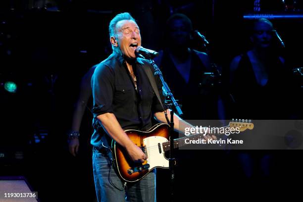 Bruce Springsteen performs onstage during the The Rainforest Fund 30th Anniversary Benefit Concert Presents 'We'll Be Together Again' at Beacon...